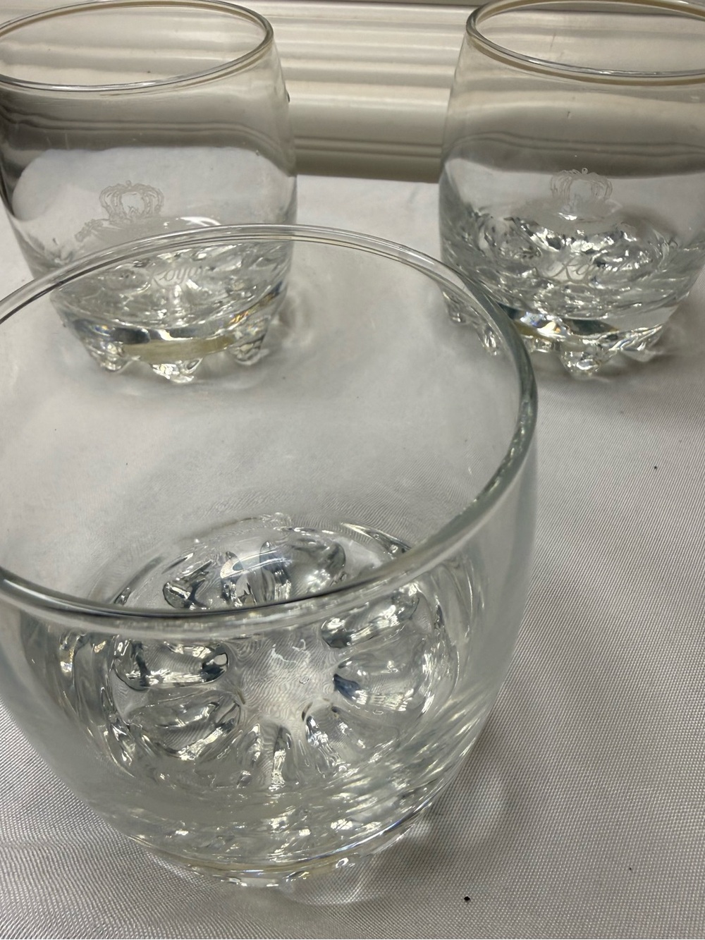 Beautiful Set of 3 Vintage Crown Royal Lowball Whiskey Glasses Stock the Bar!